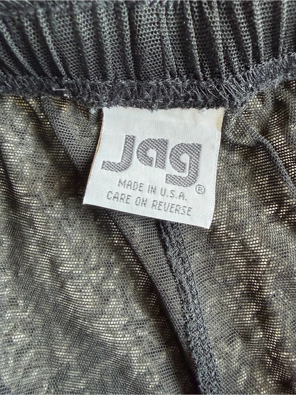 Jag Mesh Black Wide-Leg Track Pants with Rust Side Stripe Made in USA